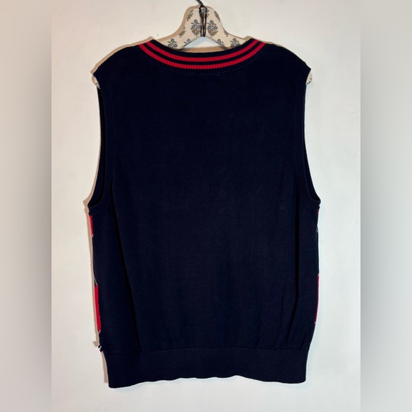 TOMMY HILFIGER Navy Blue Red Argyle Sweater Vest Size XL - Picture 2 of 4